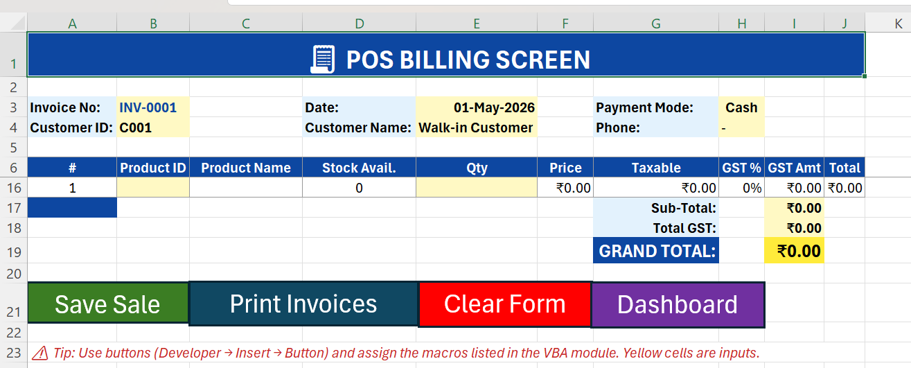 Free Excel POS & Inventory Management System 